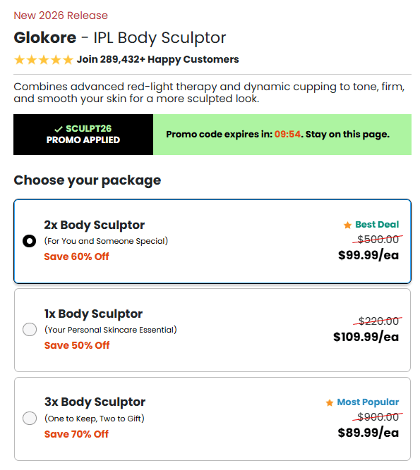 Glokore Body Sculptor Price Chart USA 70% Off Discount Packages